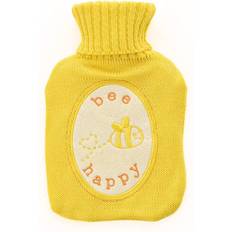 Heat Bottles WIDDOP and Co Love Life Yellow Bee Happy Rubber Hot Water Bottle With Knitted Cover