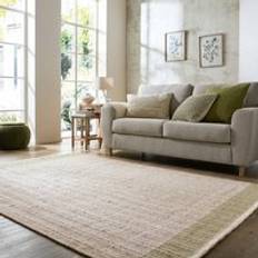 Dunelm Rowen Striped Wool Rug - Natural