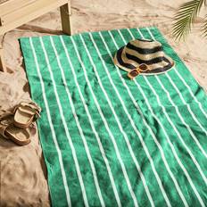 Habitat Skinny Stripe Beach Bath Towel Green