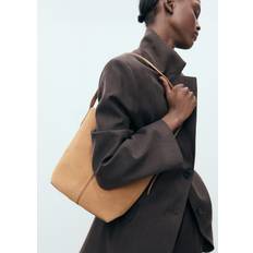Dame - Skind Bucket Bags Mango Karamelbrun Skuldertaske Med Justerbar Strop - Karamelbrun