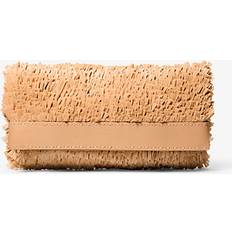 Natur Kuvertväskor Michael Kors Hand-Stitched Fringe Leather Foldover Clutch - Natural
