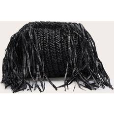 Raffia Clutches PrettyLittleThing Raffia Fringe Clutch - Black