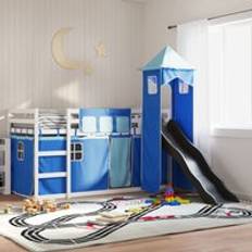 Blue Bunk Beds Berkfield Home Without Mattress with Slide and Curtains Blue 90x200 cm Bunk Bed