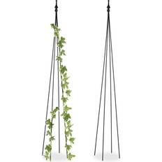 Relaxdays Växthjälp Obelisk Set om 2 150 x 20 x 20 cm Svart