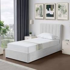 Evelynne Fabric 90cm Single Ottoman Bed Frame with Storage - Light Grey