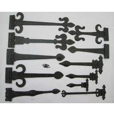 Hinges Ironmongery World Pair of 18 Fleur De Lys Hinges Black Antique