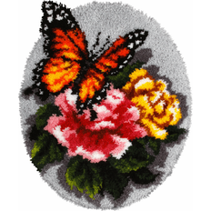 Latch Hook Kit Rug Shaped Floral Butterfly