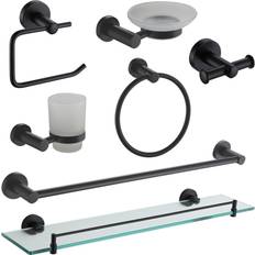 Belfry Bathroom Modernity Black Collection 7 Piece Wall Mounted Accessory Set