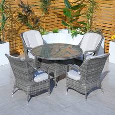 Aluminium Patio Dining Sets Lark Manor 5-Piece Outdoor Aluminum Frame Water-Resistant Cushions - White 4 Patio Dining Set