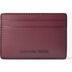 Leather Card Cases Michael Kors MK Jet Set Pebbled Leather Card Case - Purple