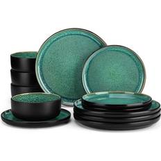 Ophelia & Co 12-Piece Ceramic Tableware Granular Green 16 Dinner Set