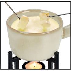 URBN-CHEF Ceramic Chocolate Cheese Fondue Set Melting Pot with 2 Fruit Forks