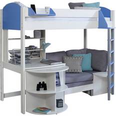 Blue Bunk Beds Isabelle & Max Melodie European Single 90 x 200 cm L-Shaped with Bookcase Bunk Bed