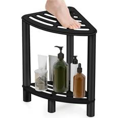 Stainless Steel Shower Stools Ivy Bronx Stainless Steel Corner Shower Stool Satin Black 49cm H x 30cm W x 27cm D