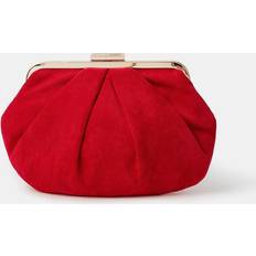Accessorize Pleated Suedette Clutch Bag - Red