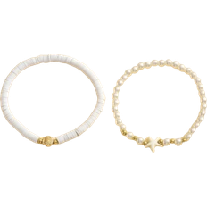 Braccialetti per caviglia Shein 2pcs/Set Ocean Style Handmade Shell & Starfish Beaded Anklet With Polymer Clay Faux Pearl For Women's Casual Wear And Vacation Party Accessories