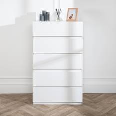 Home Treats 5 White Deep Chest of Drawer