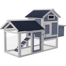 Wiltec Chicken Coop with Nesting Box and Open Enclosure Grey House with Pull-out Tray