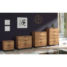 Furneo Modern Dark Oak Effect Drawers 50 cm W 2 Chest of Drawer