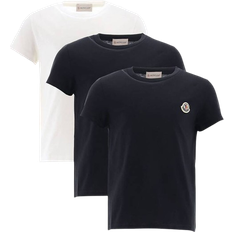 Moncler Cotton T-shirt with Logo Patch 3-pack - Blue & Black & White (K19548C0001989AT93P1)