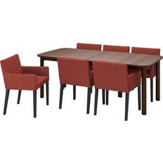Matgrupp 6 stolar ek IKEA STRANDTORP MÅRENÄS Black/Brown/Gunnared Red Bordsgrupp 95x260cm 7st