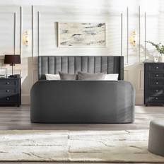 Ebern Designs Rodrik Side Lift Ottoman TV 135 cm Dark Grey 140 x 200 cm Frame Bed