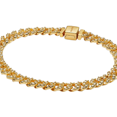 16 inch gold chain Pandora Pavé Cuban Chain Bracelet - Gold/Transparent
