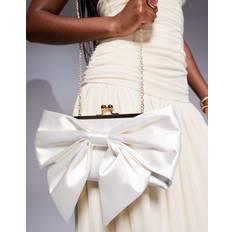 Vita Kuvertväskor True Decadence Bow Front Clutch Bag - Ivory