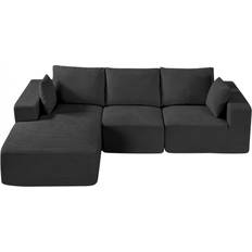L sofa VEVOR Modular Sectional L Shaped Cloud Couch Black Sofa 268cm