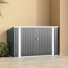 Bike sheds Living and Home 7 x 3 ft Lockable Steel Garden Metal Junk/Bike Storage Shed Grey (Building Area )
