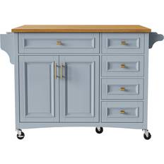 Kitchen Units Flynama Gray MDF Base With MDF Wood Top Rolling - Kitchen Island