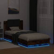 Latitude Run With Headboard And LED Lights 75 x 190 cm Small Single - Smoked Oak Frame Bed