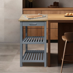 Kitchen Units Casual Home Sunrise Kitchen Island with Solid Wood Top - Slate Gray