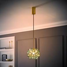 Fairmont Park Allissia Pink Glass Flower Shade Brushed Gold Thread Ceiling Light - Green Pendant Lamp