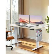 Beige Writing Desks Inbox Zero Commercial Use 60Cm W Height Adjustable Rectangular Standing Writing Desk