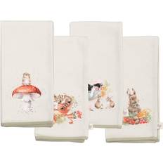 Cotton Cloth Napkins Wrendale Designs Set of 4 Garden Friends Animal Cotton Napkins 13cm W x 26cm L x 26cm D Cloth Napkin Multicolour