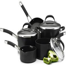 Ebern Designs 5 Piece Stainless Steel Black Cookware Set with lid