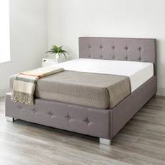 210cm Frame Beds Zipcode Design Upholstered Ottoman Grey Kingsize Frame Bed