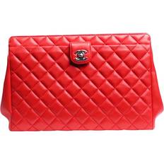 Chanel Clutches Chanel Pre-loved Lambskin Quilted Clutch Bag - Red