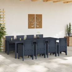 Aluminium Patio Dining Sets Latitude Run 9 Piece Garden Anthracite Poly Rattan 73cm H x 250cm W x 100cm D Patio Dining Set
