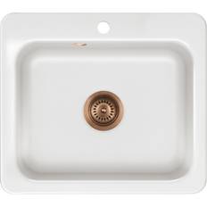 Lavabo Juna 57 Keramik Køkkenvask Hvid M/PVD Kobber Afløb