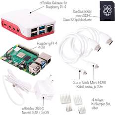 Single-Board-Computer BerryBase BerryBase Raspberry Pi 4 Computer Modell B 4GB RAM Full Starter Kit Weiß