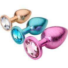 Baseks Metal Flake Jewel Buttplugg Set Roséguld
