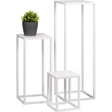 Bremermann Set Med 3 Blompallar Metallblomstativ Blompelare Vitt