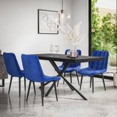 Oaks Dining Sets More4Homes Black Table Top with Nova Velvet Chair Of 4 Dining Set