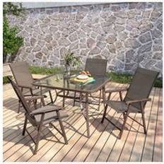 Synthetic Rattan Patio Dining Sets on sale Living and Home 4 Seater Outdoor - Brown - One Size Patio Dining Set