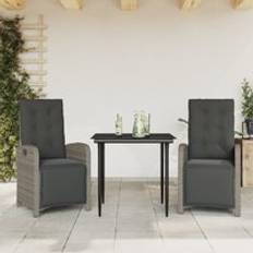 Synthetic Rattan Bistro Sets Berkfield Home 3 Piece with Cushions Grey Poly Rattan One Size Bistro Set