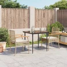 Lounge Patio Dining Sets Berkfield Home 3 Piece Garden with Cushions Beige Poly Rattan Patio Dining Set