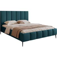Betten & Matratzen Selsey Polsterbett 140x200 cm mit Bettkasten Lattenrost und Metallfüßen türkis Rahmenbett