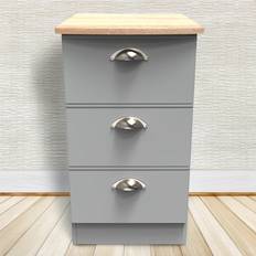 Steel Bedside Tables Crowndale Albert 3 Drawer Cabinet Dusk Grey and Oak Bedside Table